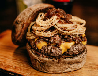 Hamburger with fried onions