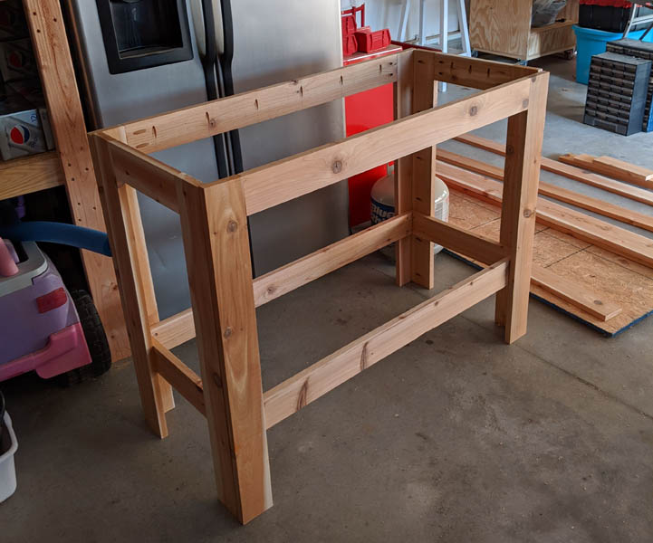 Table frame assembled