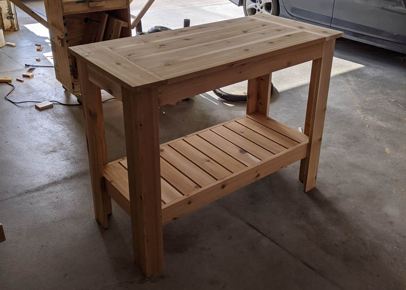 Table assembled; unfinished