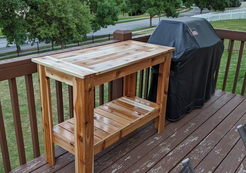 Grill table finished on deck